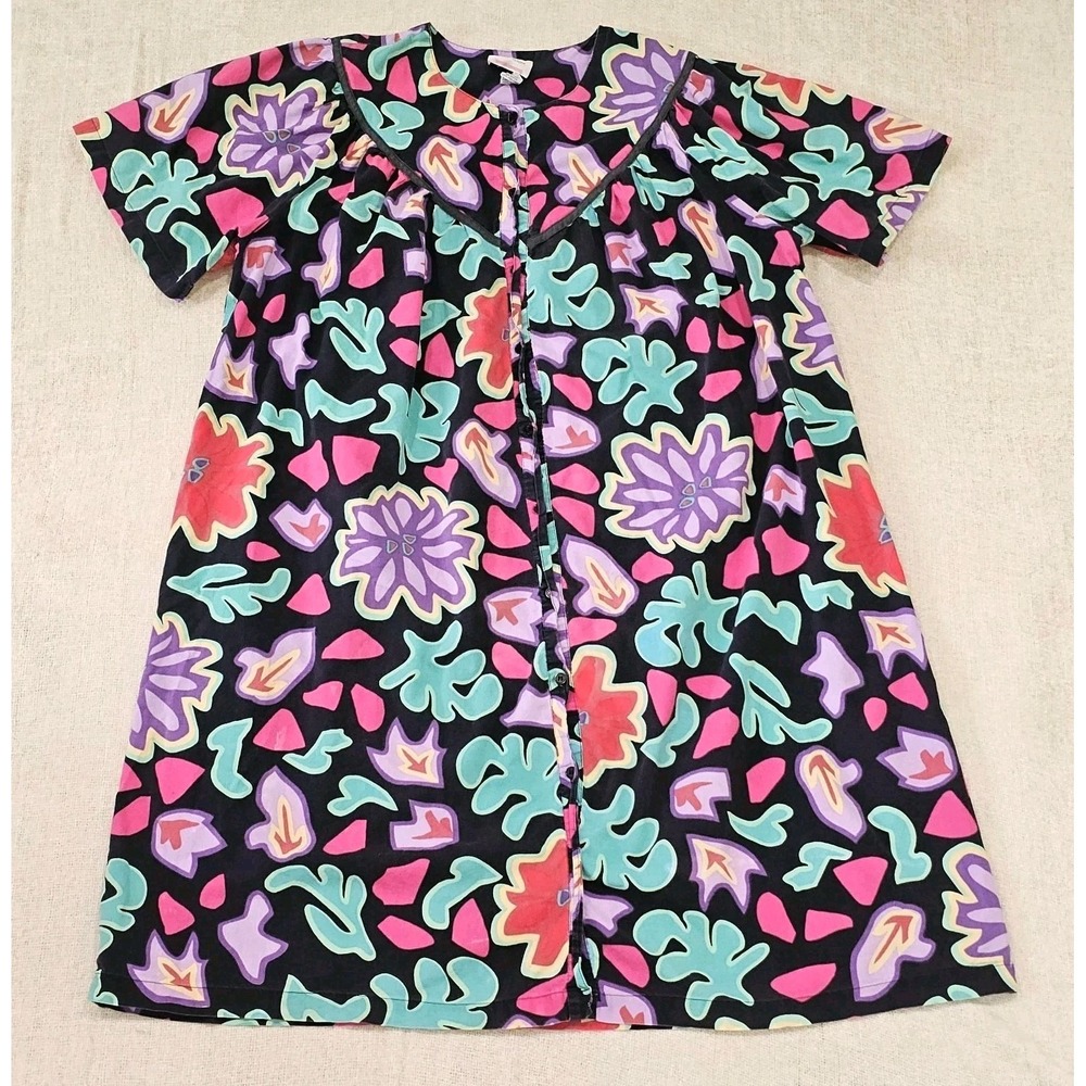 EUC VTG Kelly Reed Tropical Nightgown House Dress Mumu Robe Womens Size 18